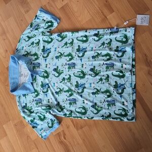 Birdie Bean Gator Golf Print Polo Shirt Mens S